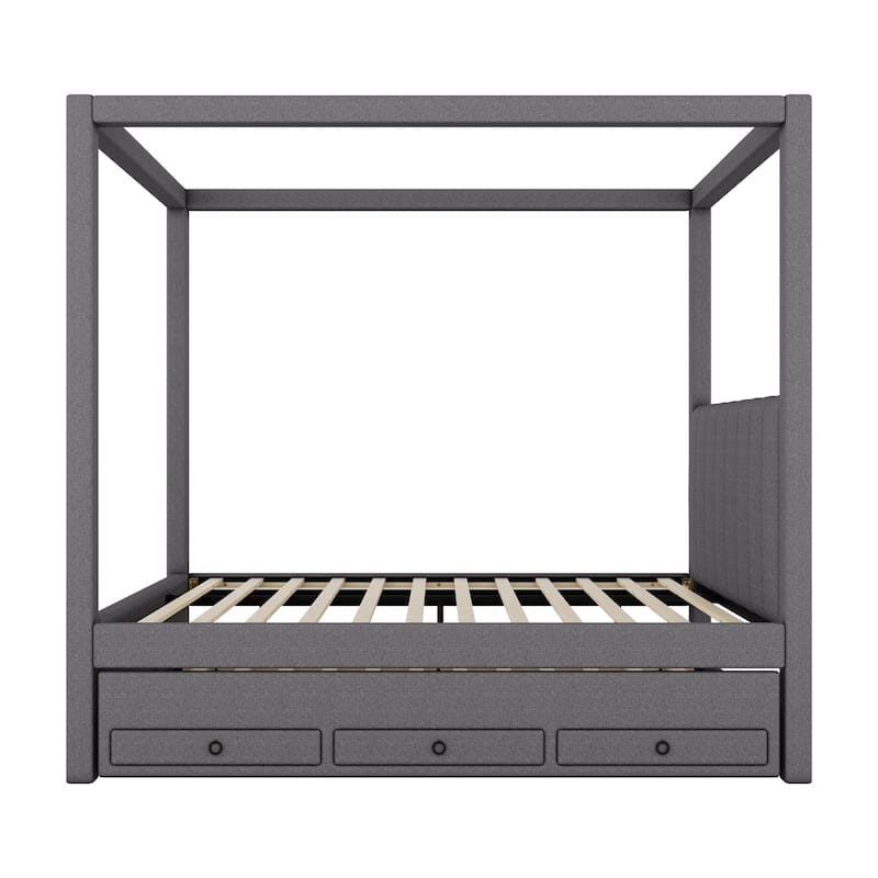 Canopy Bed with Trundle and 3 Storage Drawers