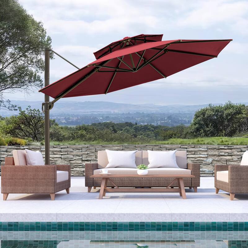 VredHom 11.5 Ft Outdoor Cantilever Umbrella with Cross Stand