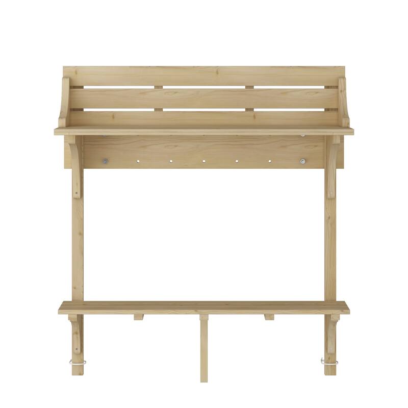 Fir Wood Garden Potting Table with Two Shelves