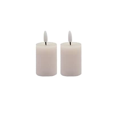 Battery Operated 3D Flame LED Pillar Candles - 2.5" - Pink - Set of 2