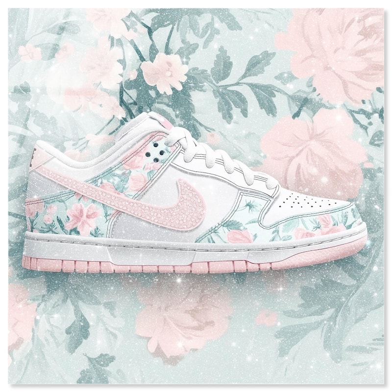 Dainty Floral Sneaker Acrylic by Art Remedy, Ready to Hang - 24" x 24"