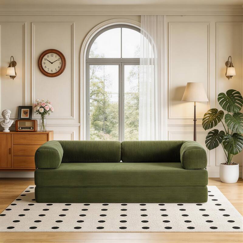 Oversized Corduroy Convertible Floor Sofa Bed Sleeper Couch