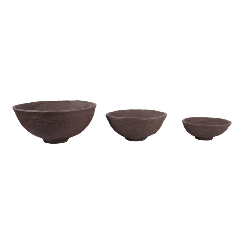 Pottery Paper Mache Bowls Handcrafted Unique Texture (Set of 3)