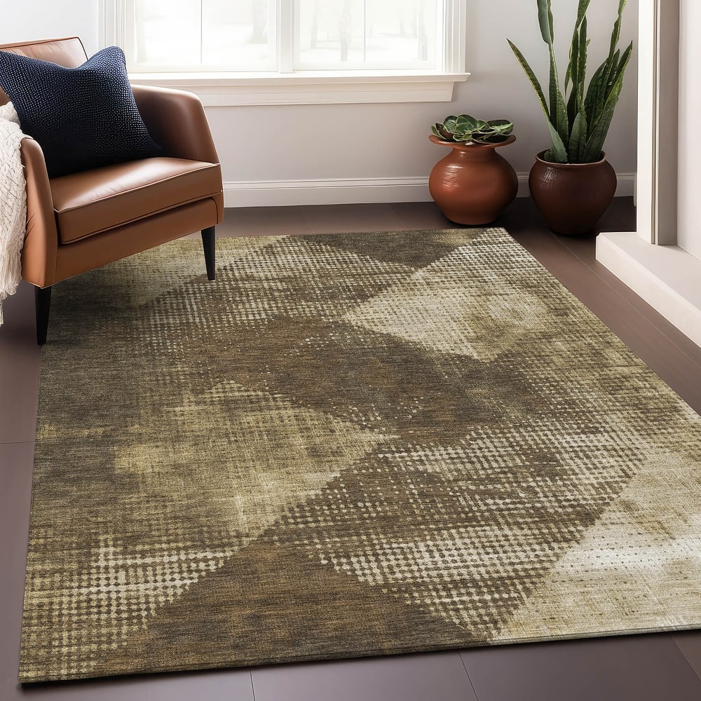 Machine Washable Indoor/ Outdoor Diamond Ombre Chantille Rug