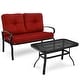 preview thumbnail 25 of 38, Costway 2PCS Patio Loveseat Bench Table Furniture Set Cushioned Chair