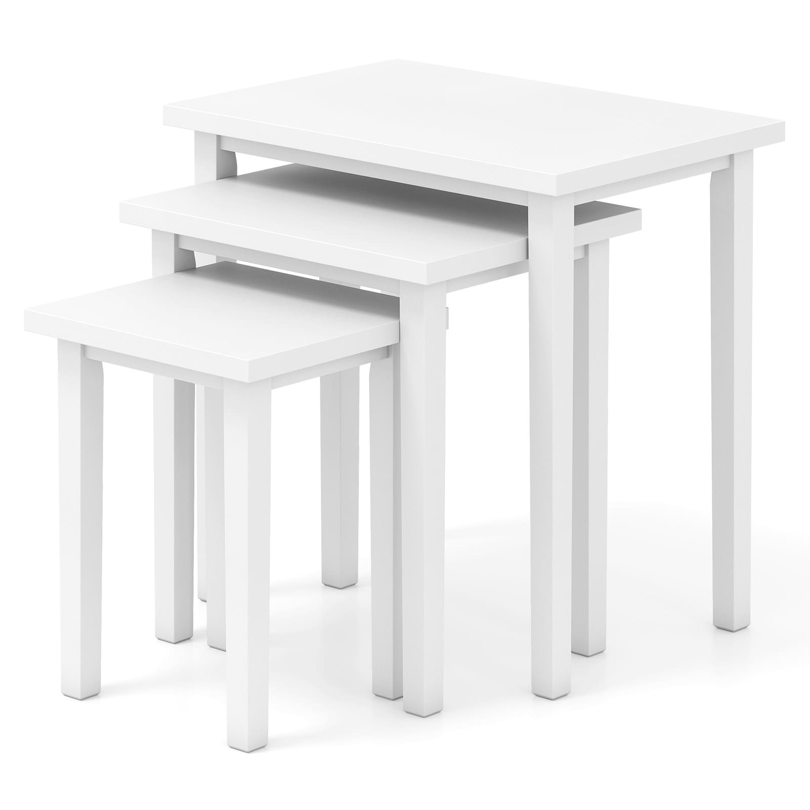 Gymax 3 PCS Nesting End Tables Farmhouse Rectangle Side Table Set for