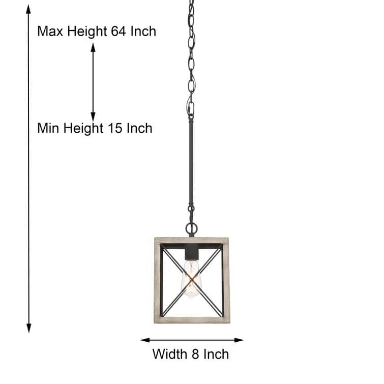 Acroma 1-light Farmhouse Rustic Rectangle Kitchen Island Pendant Light - 8 inches