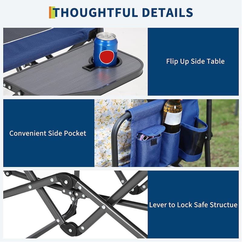 Oversized 2 Pcs Folding Portable Outdoor Director Camping Chair for Lawn, Fishing, Sports