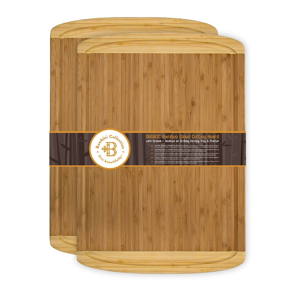 Culinary Edge 3 Piece Bamboo Cutting Board Set with Silicone Ring