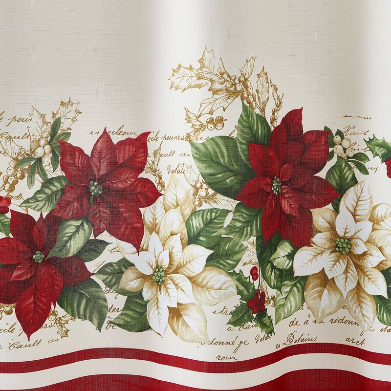 Red & White Poinsettia Holiday Shower Curtain - 70x72