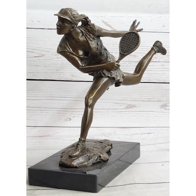 Original Female Tennis Star Player Trophy Bronze Satue By Spanish Artist Milo