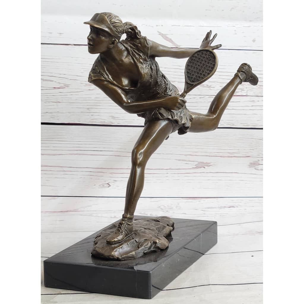 Original Female Tennis Star Player Trophy Bronze Satue By Spanish Artist Milo
