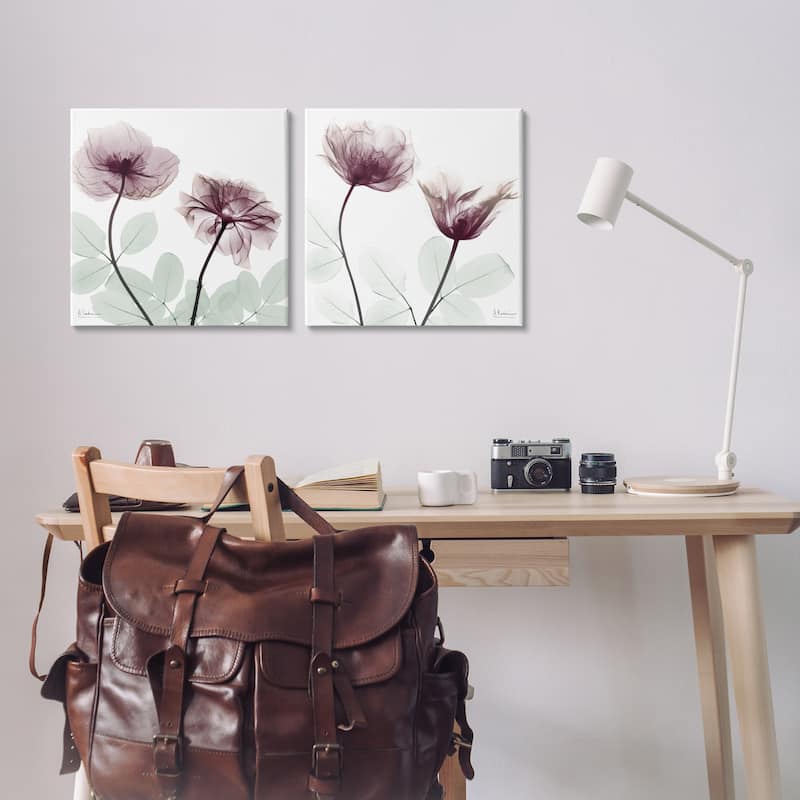 Stupell Delicate Mauve Flowers Canvas Wall Art Design By Albert Koetsier (Set of 2)