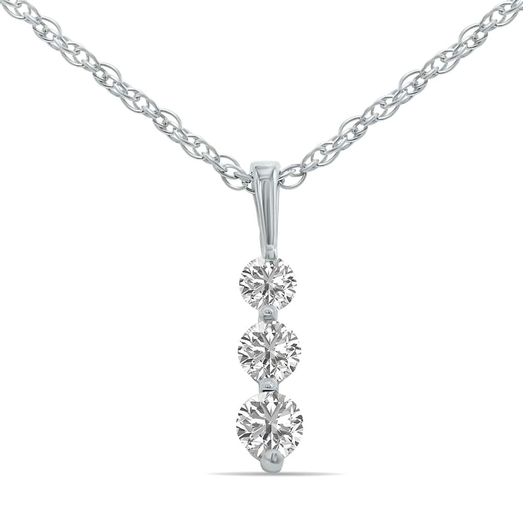 1/7 Carat TW Past Present Future Three Stone Lab Grown Diamond Necklace in .925 Sterling Silver (F-G Color, VS1-VS2 Clarity)