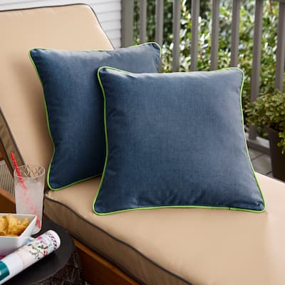Sunbrella Spectrum Indigo/ Canvas Macaw Indoor/ Outdoor Pillow Set