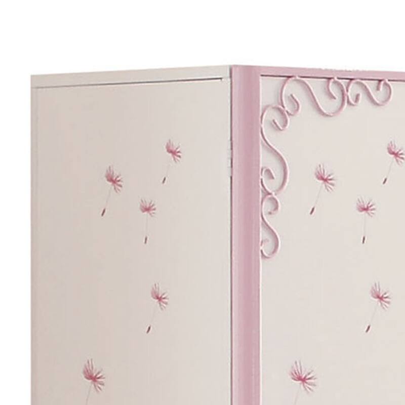 Metal Armoire with Butterfly Handle and Dandelions, White and Purple