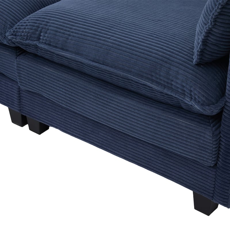 102.95" L-Shaped Corduroy Sectional Sofa with Movable Ottoman