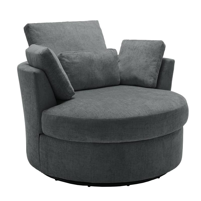 Modern Swivel Barrel Chair, Upholstered Swivel Accent Chair for Living Room