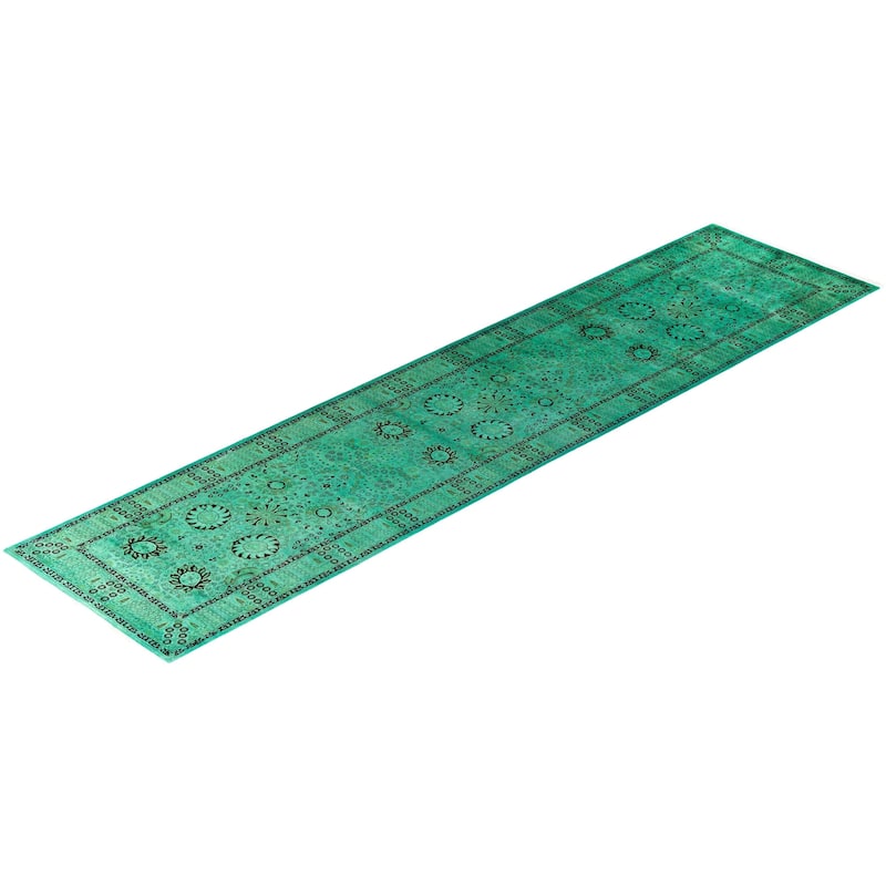 Contemporary Overdyed Wool Hand Knotted Runner - 3' 0" x 12' 4"