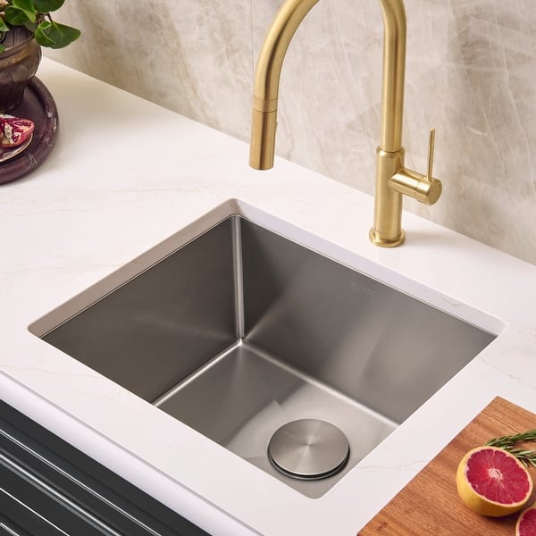 slide 2 of 13, Ruvati 21-inch Undermount Tight Radius 16 Gauge Stainless Steel Bar Prep Kitchen Sink Single Bowl - RVH7121 - 8' x 11'