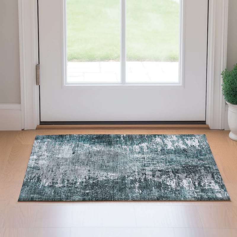 Premium Washable Super Soft Abstract Glam Mayfield Rug - Teal - 1' 8" x 2' 6" - Rectangle