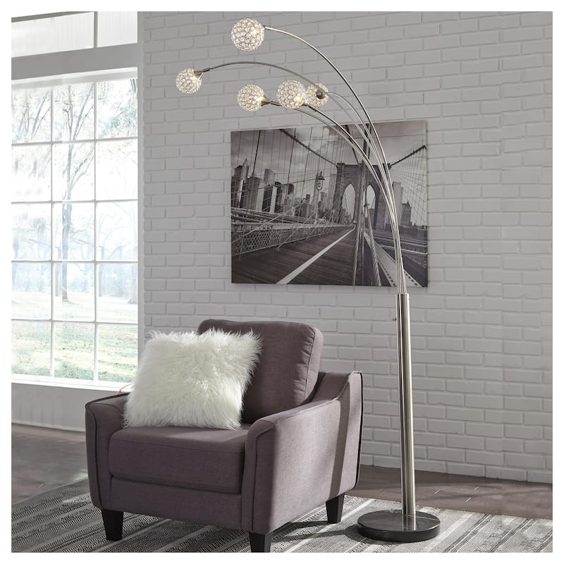 Winter Silver Finish 95 Inch Arc Floor Lamp - 13.75" W x 27" D x 95" H - 13.75" W x 27" D x 95" H - Silver Finish