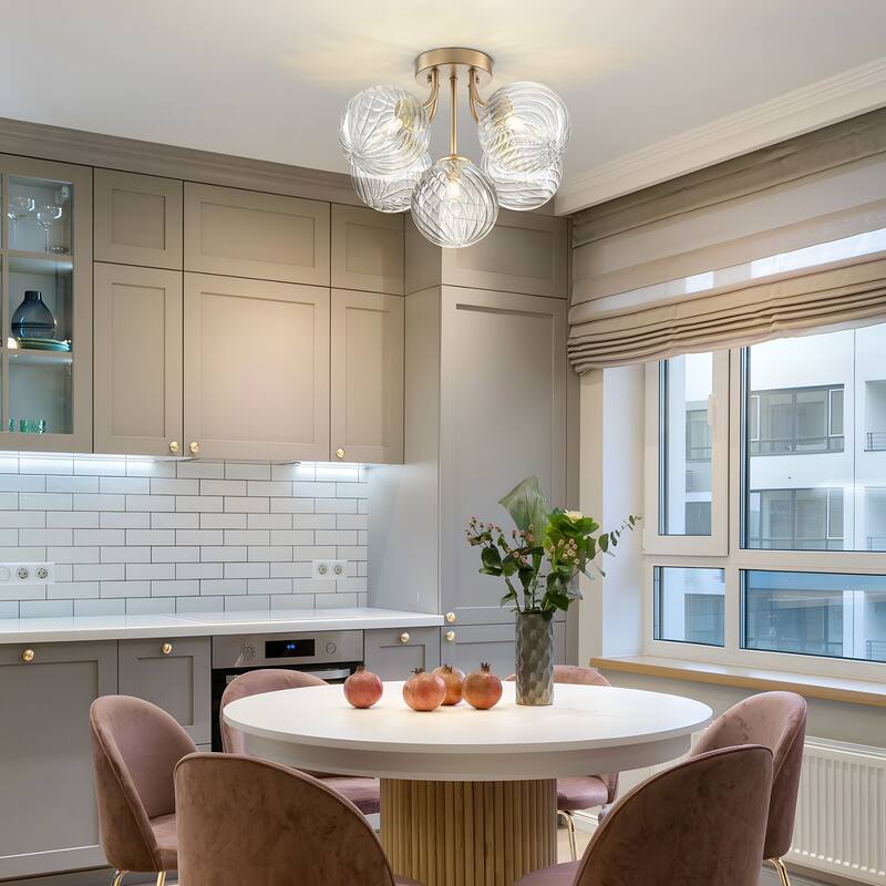 Starsky 5-LIght Globe Glass Sputnik Semi Flush Mount Ceiling Light