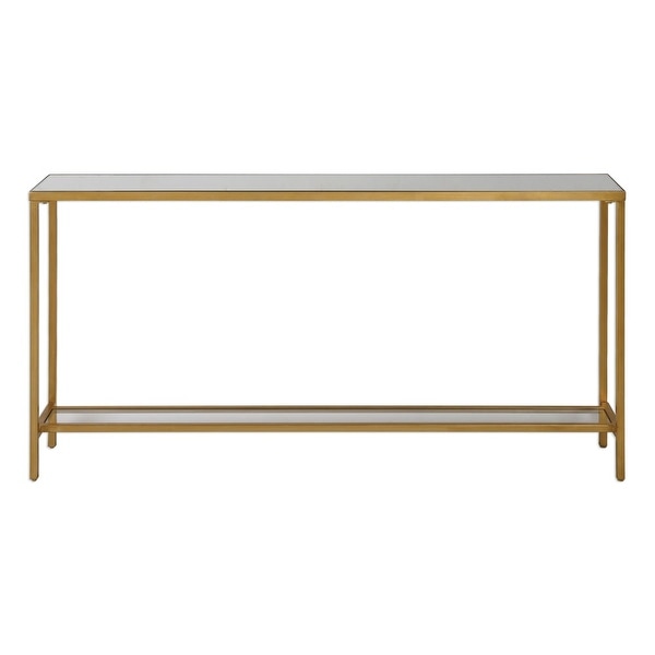 Uttermost 24685 Hayley 60 Inch Wide Metal Console Table With Uttermost 24685 Hayley 60 Inch Wide Metal Console Table With Mirrored Top And Gl Antiqued
