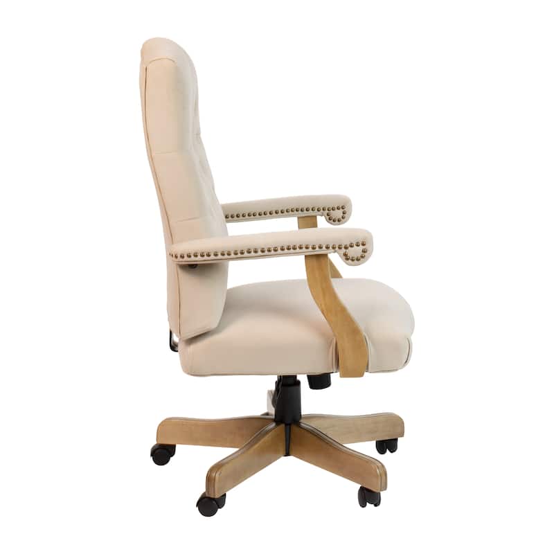 Upholstered Brown Swiveling Executive Office Armchair