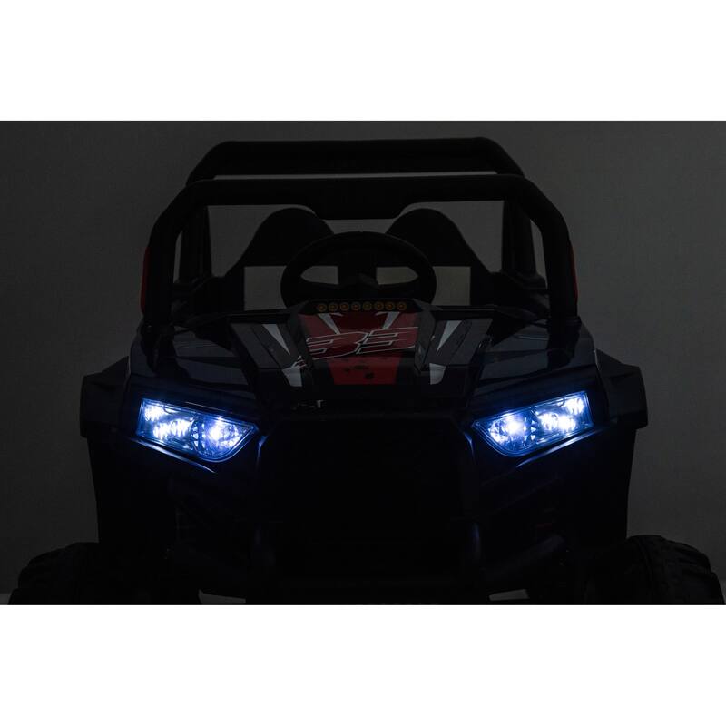 24V Power Ride-On Car for Kids with Four-Wheel Drive, Leather Seat, Remote Control, High/Low Speed, and Music, Ages 3-8.