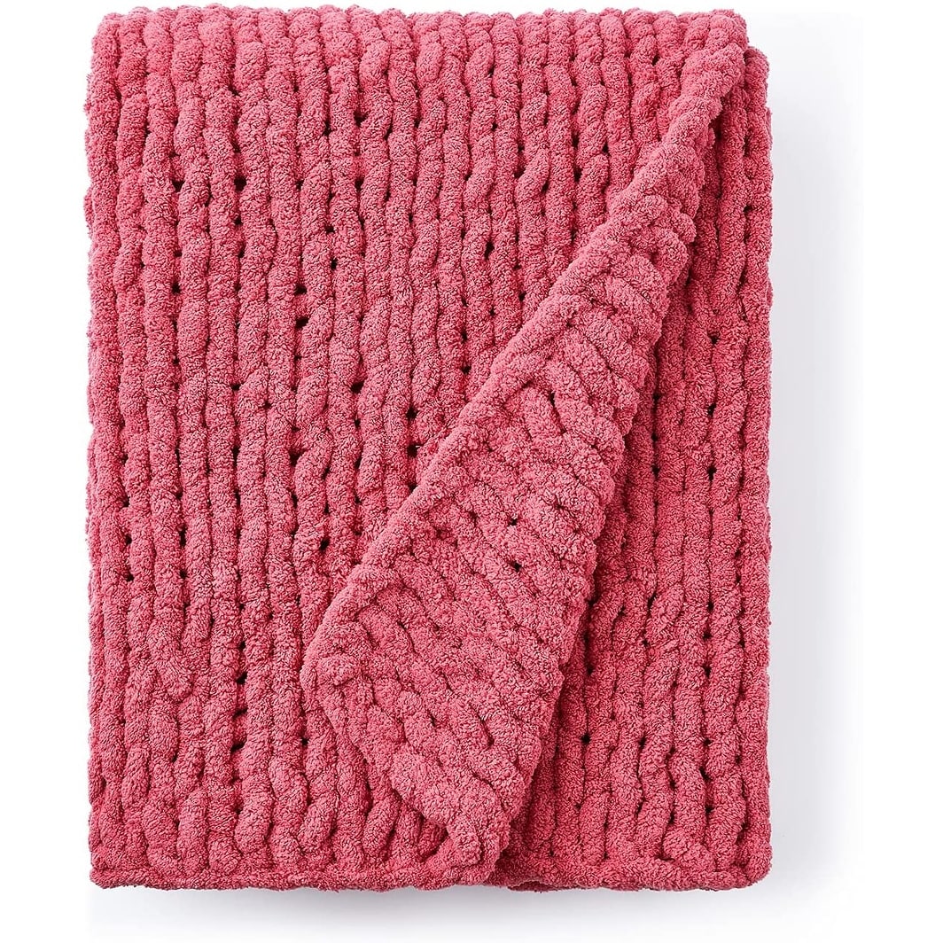Cozy Potato Pom Pom Yarn Knit Throw Blanket