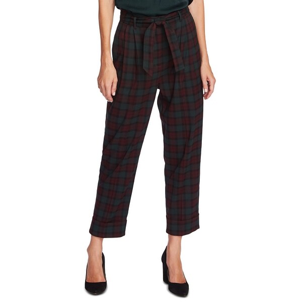 red plaid stretch pants
