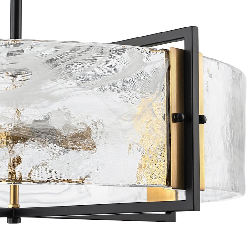 Modern Dining Room 6-Light Glazed Glass Drum Pendant Chandelier - 23.6in