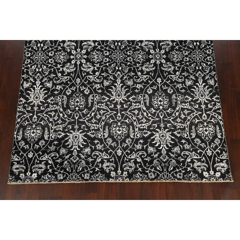 Wool/ Silk Vegetable Dye Floral Versace Oriental Area Rug Hand-knotted - 7'11" x 10'4"