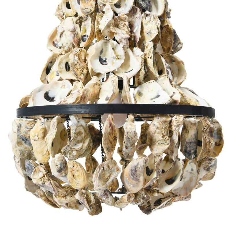 Metal and Draped Oyster Shell Chandelier