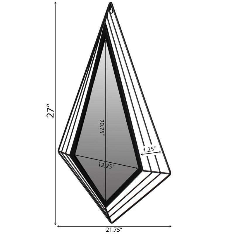 Uniquewise 27-Inch-Tall Decorative Tiered Diamond Shaped Black Metal Frame Wall Mounted Modern Mirror