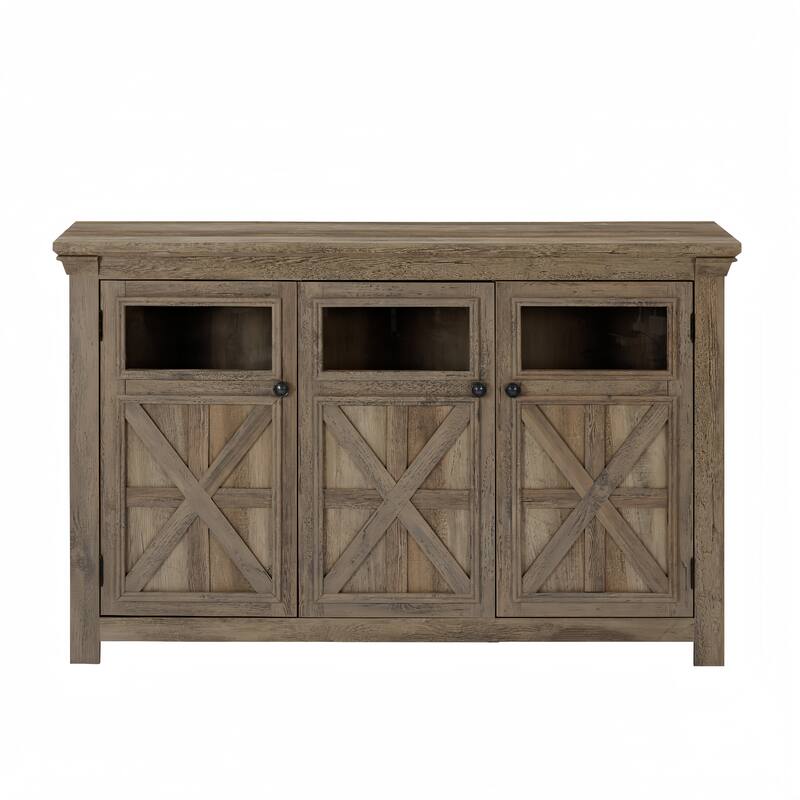 Wooden Sideboard Buffet Cabinet, Kitchen Storage Cabinet with Doors & Adjustable Shelves, Wooden TV Stand Barn Design