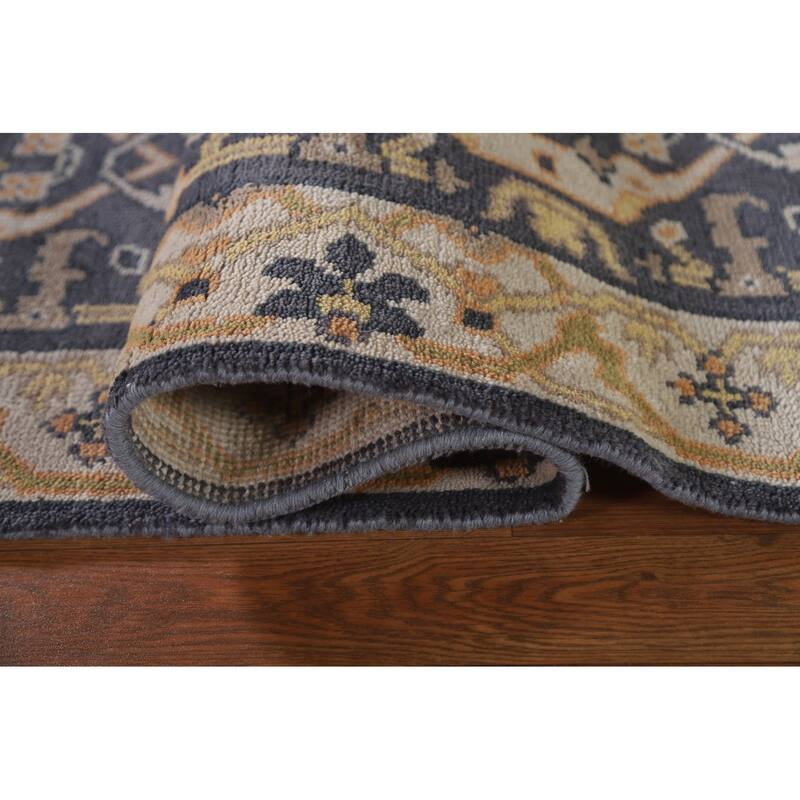 Blue Oushak Runner Rug Hand-knotted Wool Carpet - 2'6"x 9'11"