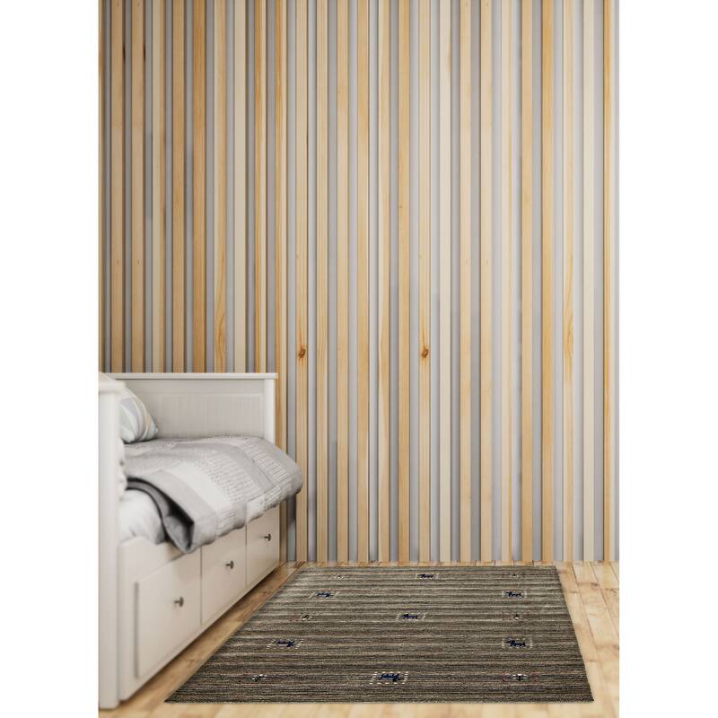 ECARPETGALLERY Hand Loomed Kashkuli Gabbeh Grey Wool Rug - 3'11 x 5'8