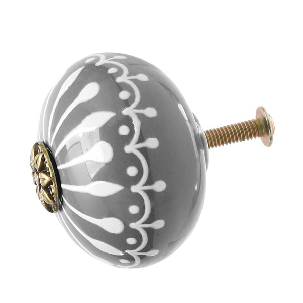 Ceramic Knobs Drawer Round Pull Handle Furniture Door Cabinet Cupboard Wardrobe Dresser Door Replacement Grey - 1pcs
