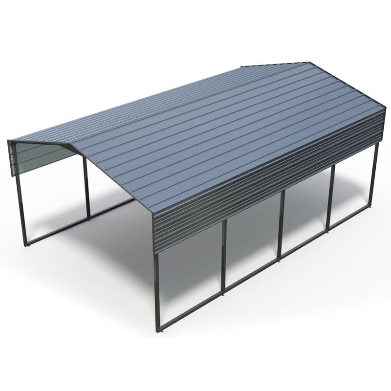 19.5 ft. W x 12 ft. D x 8.5 ft. H Carbon Black Galvanized Steel Peaked Carport