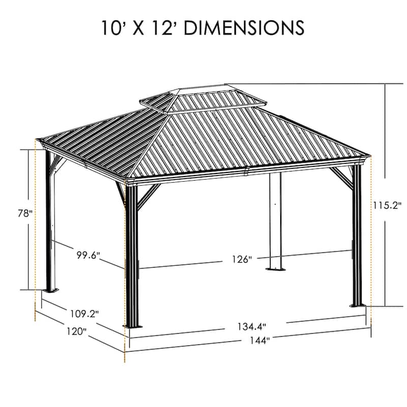 Kozyard Alexander Hardtop Aluminum Gazebo with Mosquito Net and Privacy Curtain