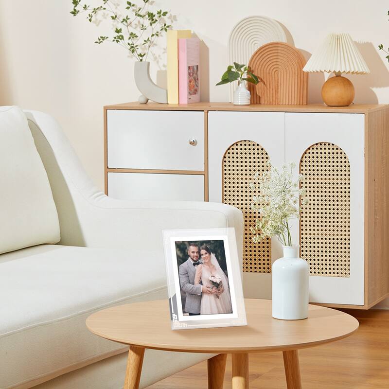 Glass Picture Frame for Tabletop Decor, Photo Frames for Horizontal and Vertical - Silver - 5x7