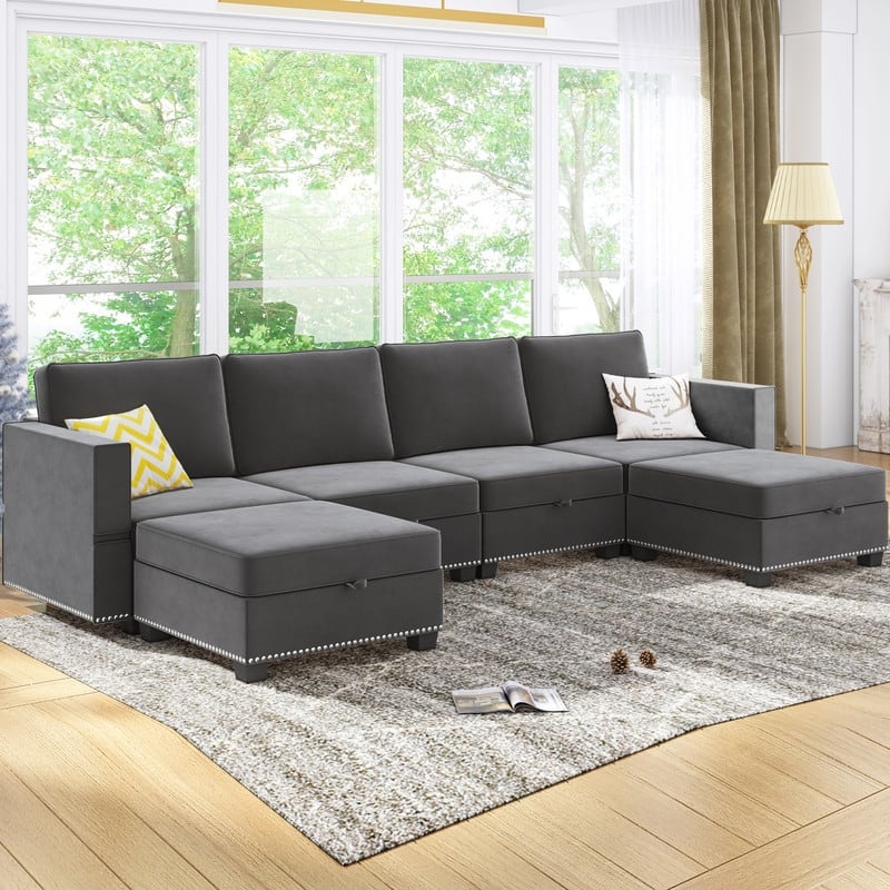 Mixoy 6-Seater Transferable Position Free Combination Sectional Sofa with Storage
