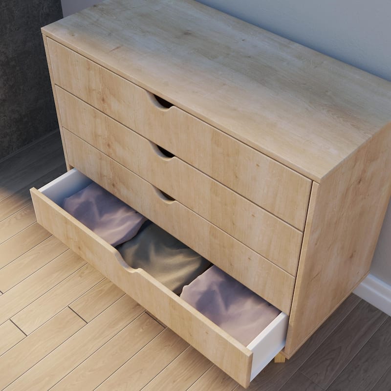 Minimalist 4-Drawer Dresser - Wooden Cabinet