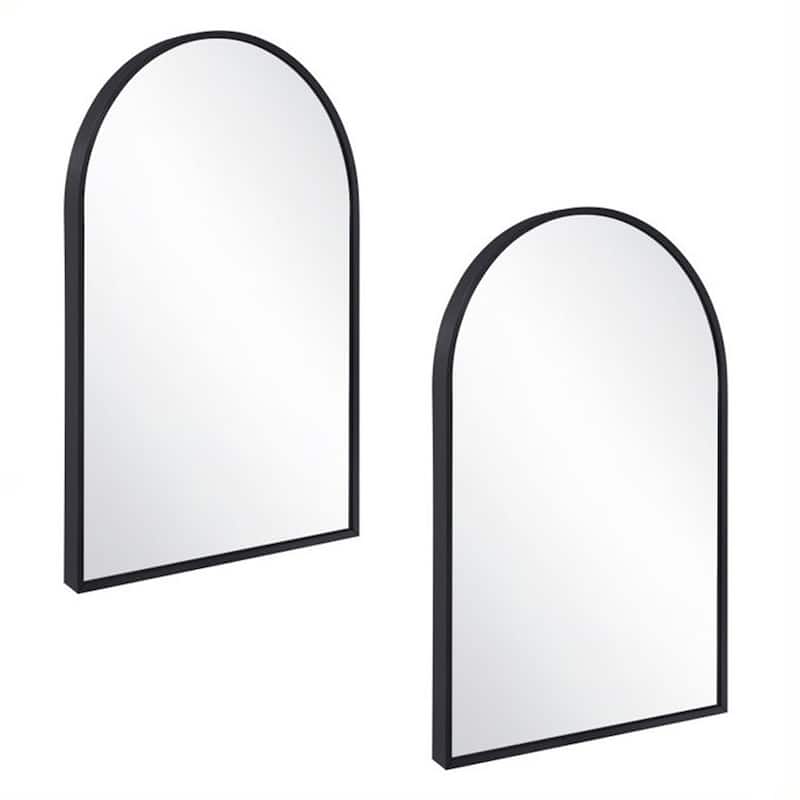 Modern Metal Framed Maeve Arched Wall Accent Mirror - 2 Pack - Matte Black
