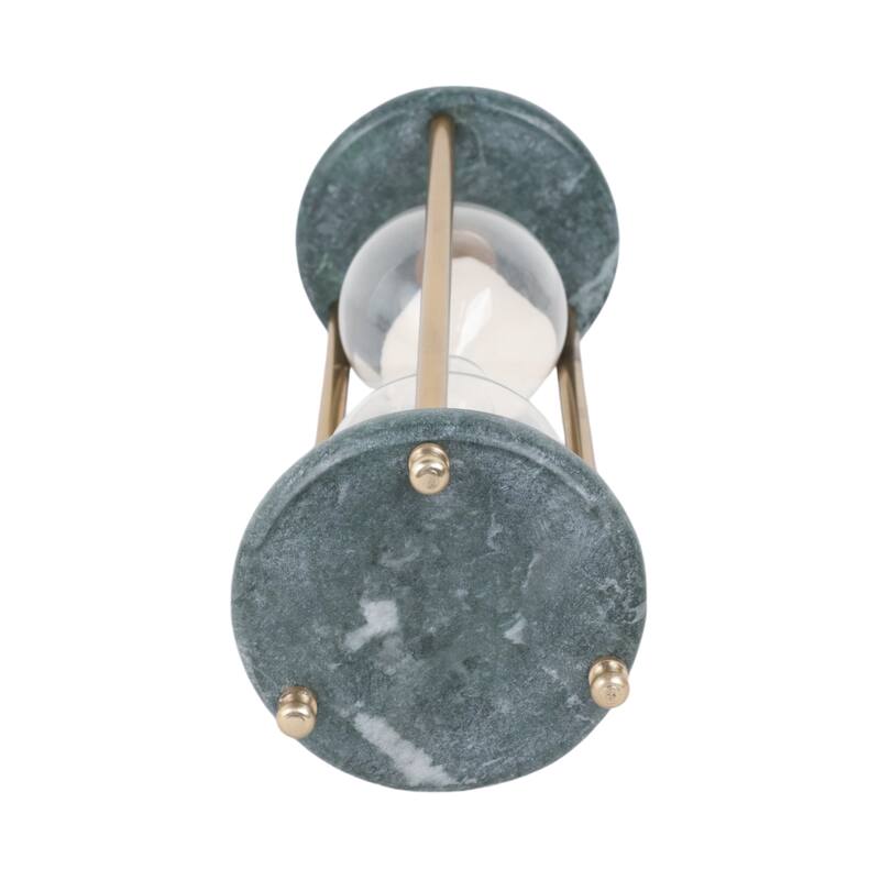 Marble Decoarative Object Hourglass Modern Home Office - 11" Black - 4" x 4" x 11"