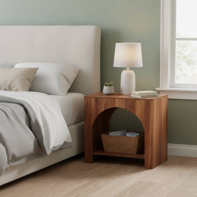 Farmhouse Nightstand with Storage, Large Wooden Bedside Table