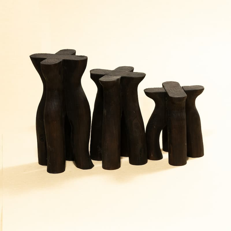 Large Wooden Pedestal Display Stand - 11" - Black