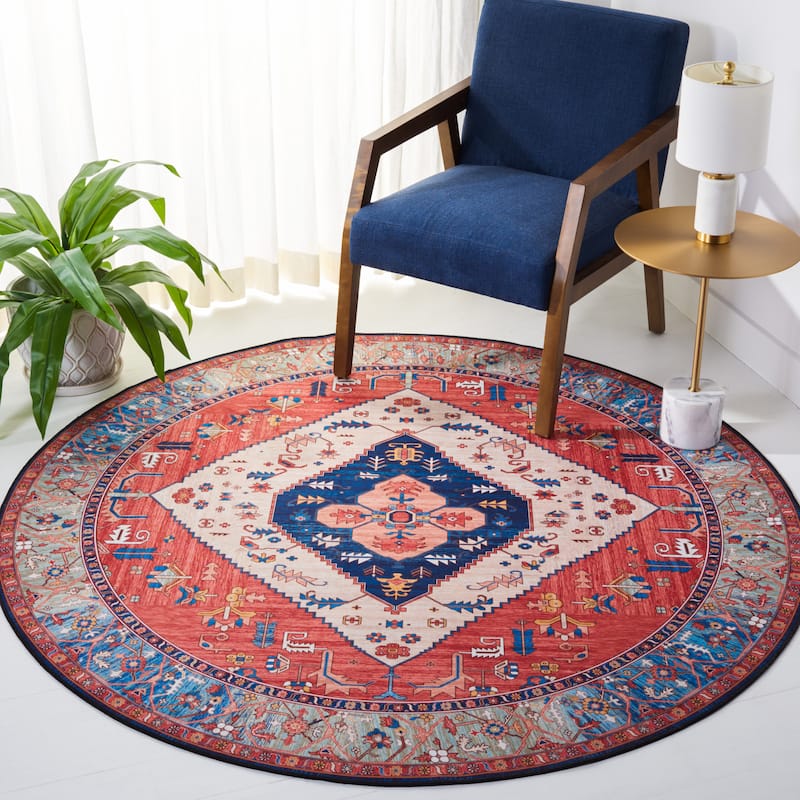 SAFAVIEH Tucson Machine Washable Slip Resistant Dorcas Oriental Medallion